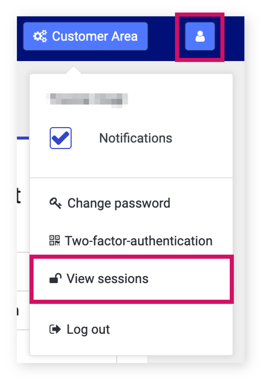View sessions button