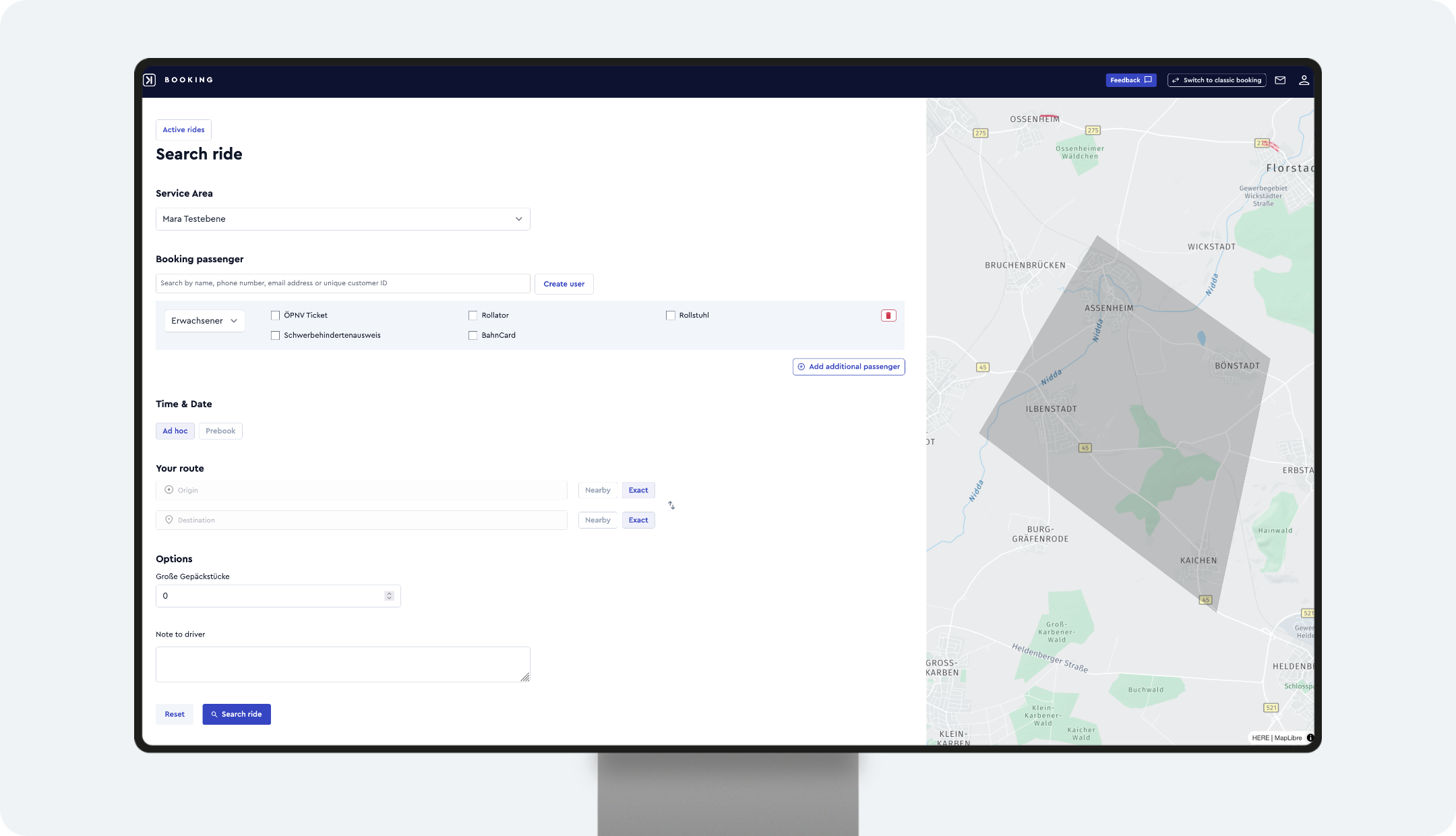 ioki Booking interface